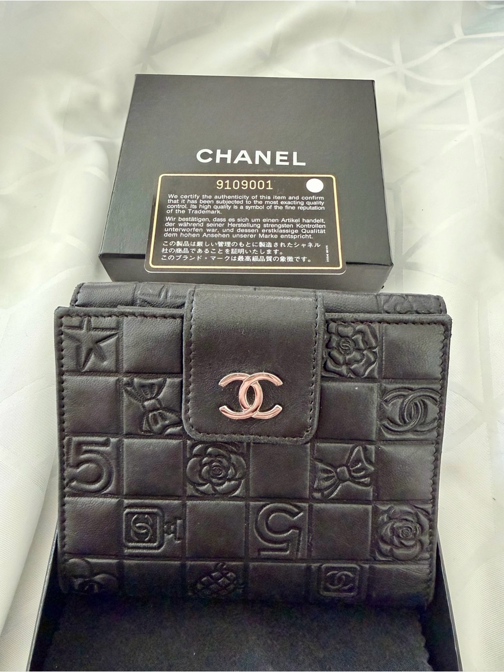 Chanel Embossed Black Leather Wallet